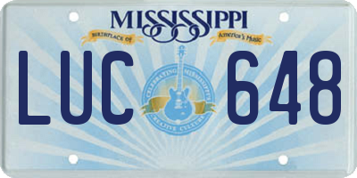 MS license plate LUC648