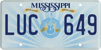 MS license plate LUC649