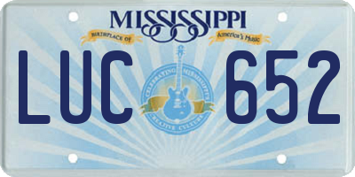MS license plate LUC652