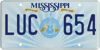 MS license plate LUC654