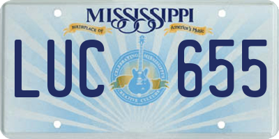 MS license plate LUC655
