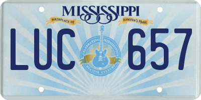 MS license plate LUC657