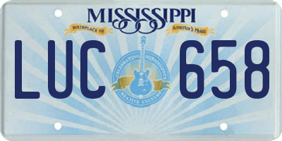 MS license plate LUC658