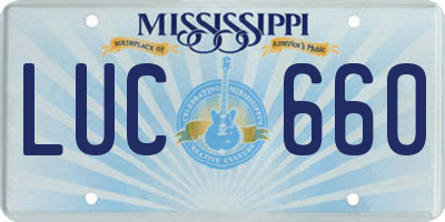 MS license plate LUC660