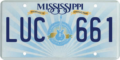 MS license plate LUC661