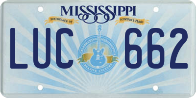 MS license plate LUC662