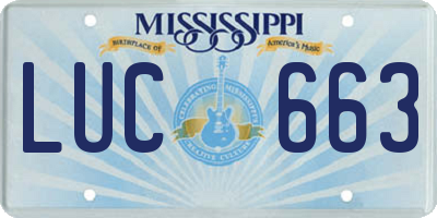 MS license plate LUC663