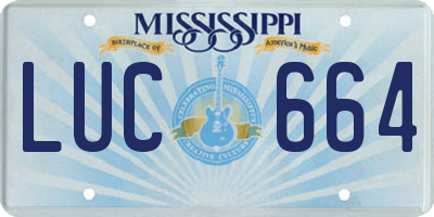 MS license plate LUC664