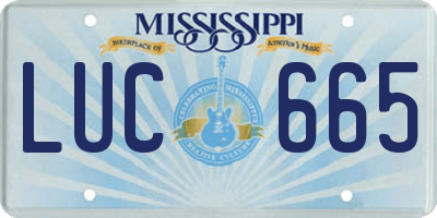 MS license plate LUC665