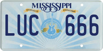 MS license plate LUC666