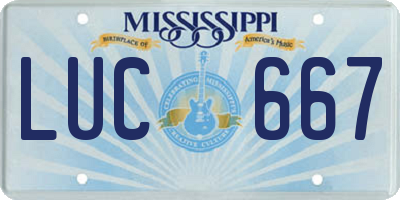 MS license plate LUC667
