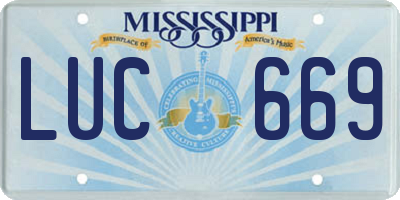 MS license plate LUC669