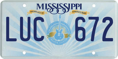MS license plate LUC672