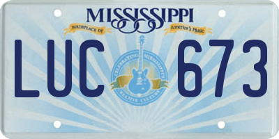 MS license plate LUC673