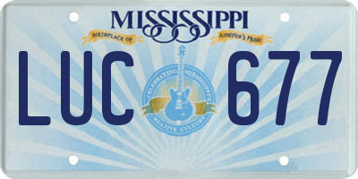 MS license plate LUC677