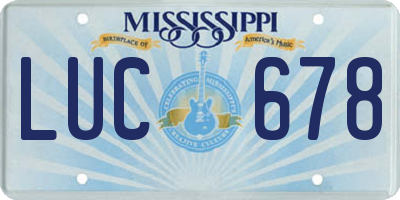 MS license plate LUC678