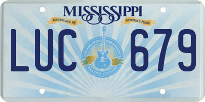 MS license plate LUC679