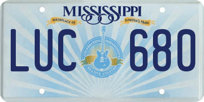 MS license plate LUC680