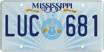 MS license plate LUC681
