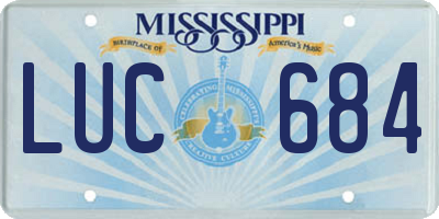 MS license plate LUC684