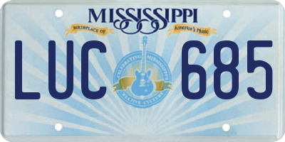 MS license plate LUC685