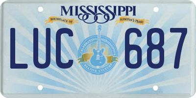MS license plate LUC687