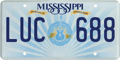 MS license plate LUC688