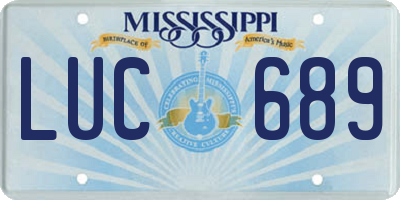 MS license plate LUC689