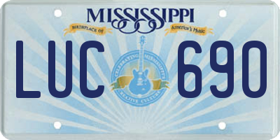 MS license plate LUC690