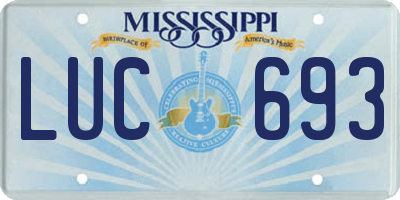 MS license plate LUC693