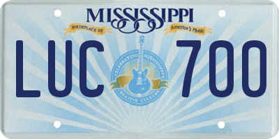 MS license plate LUC700