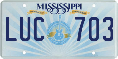 MS license plate LUC703