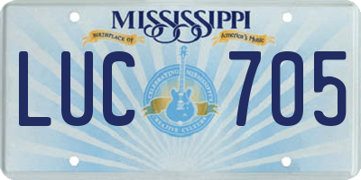 MS license plate LUC705
