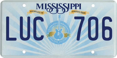MS license plate LUC706