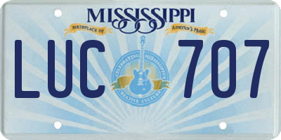 MS license plate LUC707