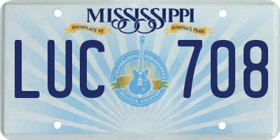 MS license plate LUC708