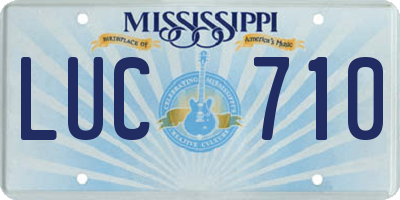 MS license plate LUC710