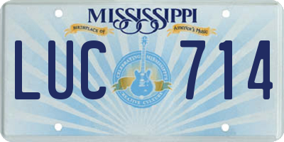 MS license plate LUC714