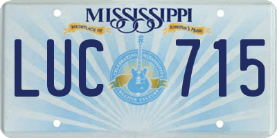 MS license plate LUC715