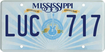 MS license plate LUC717