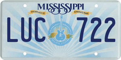 MS license plate LUC722