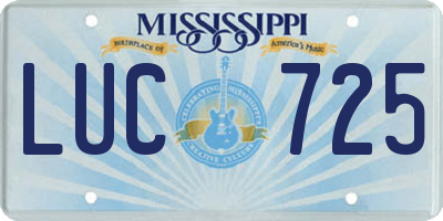 MS license plate LUC725