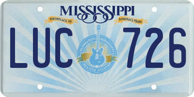 MS license plate LUC726
