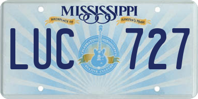 MS license plate LUC727