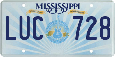 MS license plate LUC728