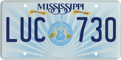 MS license plate LUC730