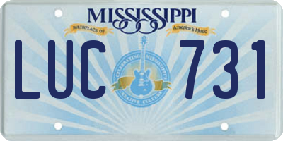 MS license plate LUC731