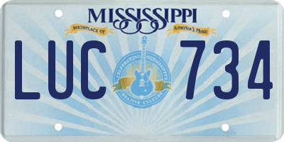 MS license plate LUC734