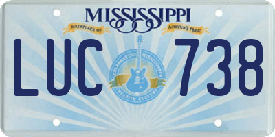MS license plate LUC738