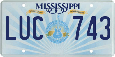 MS license plate LUC743